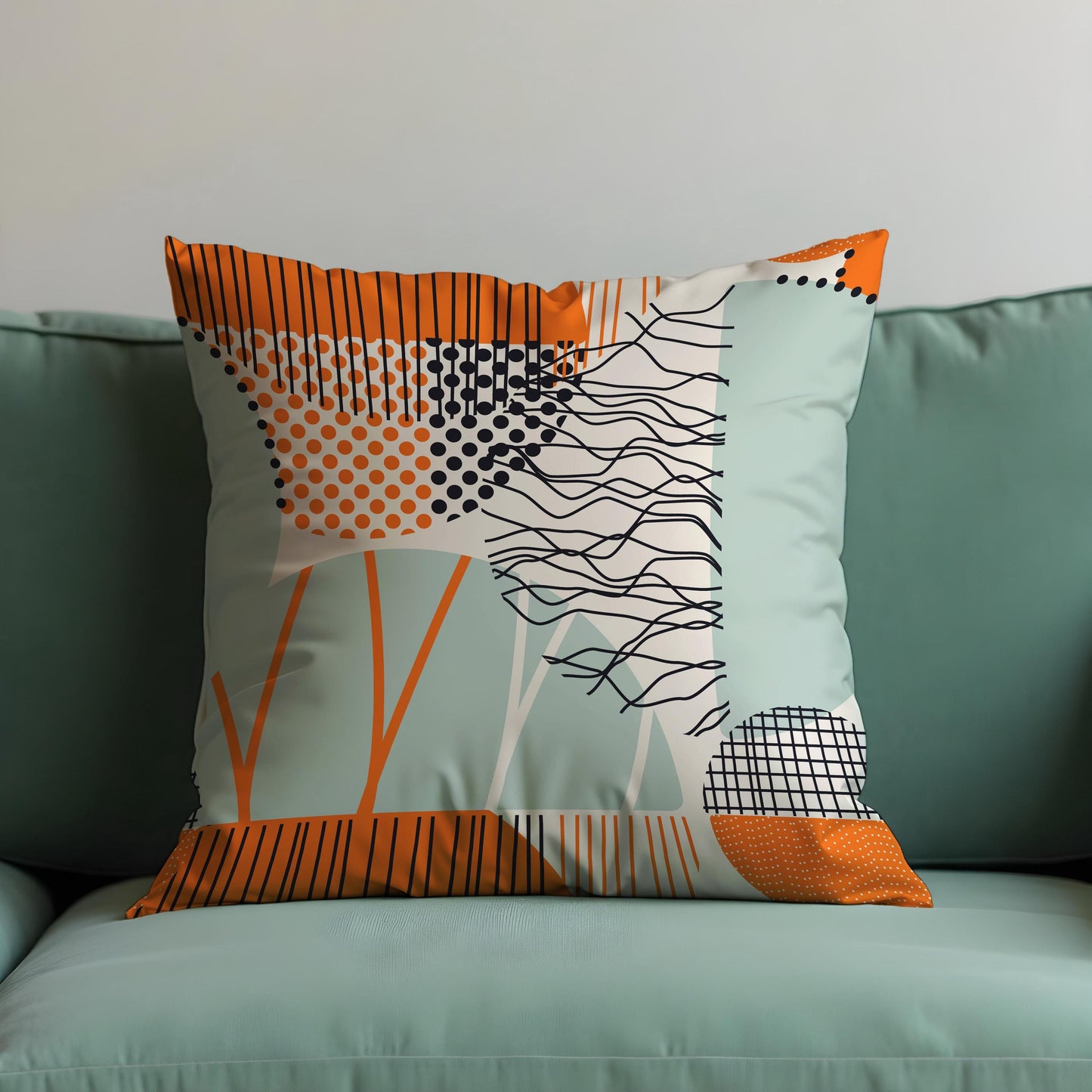 Abstract Modern Cushion Cover, Geometric Lines and Dots Pillow Case