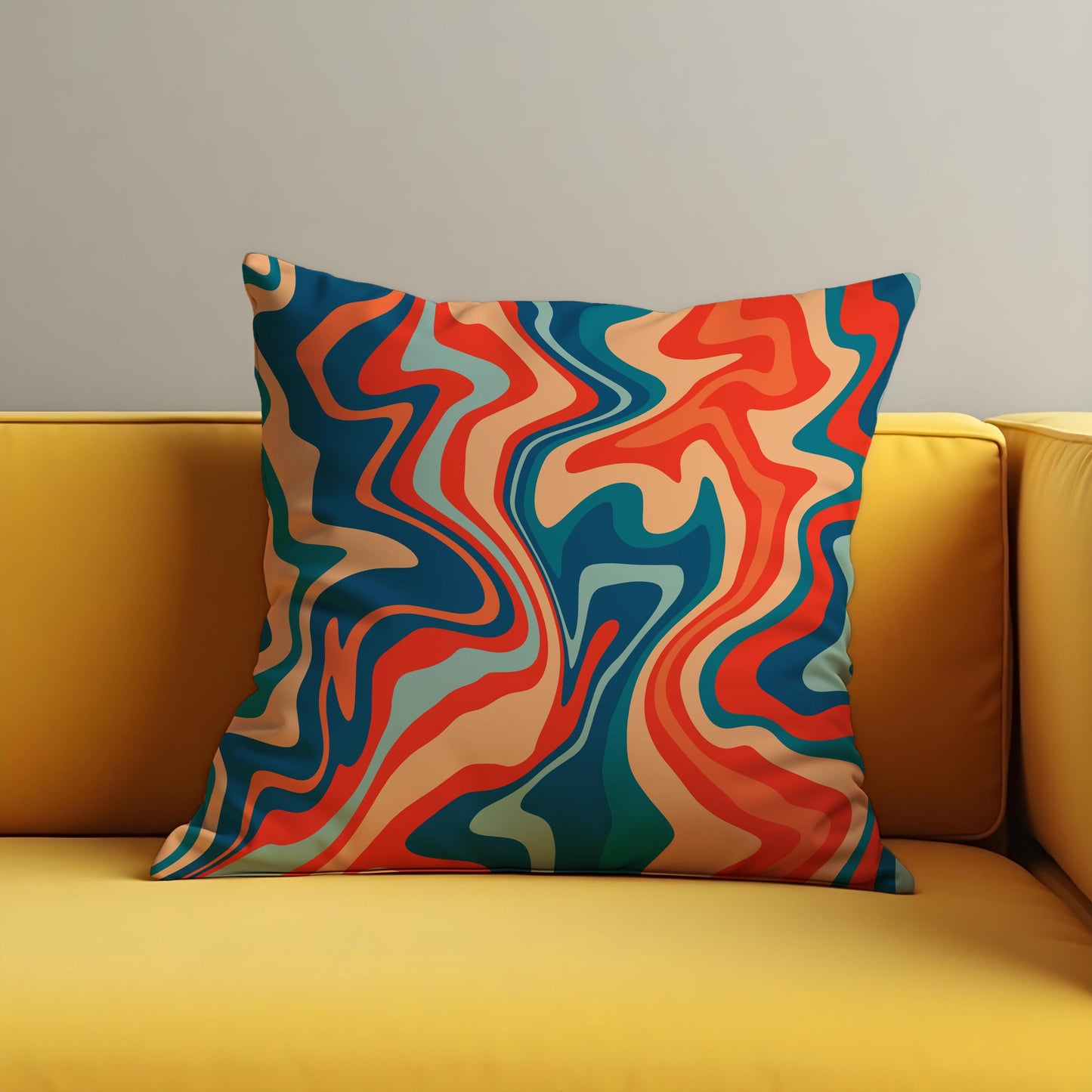 Psychedelic Swirl Cushion Cover, Retro Groovy Abstract Pillow Cover
