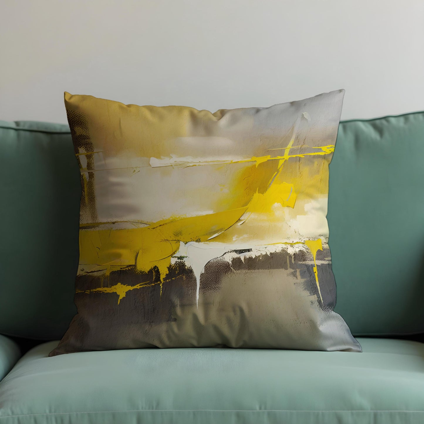 Yellow Abstract Cushion Cover, Modern Artistic Throw Pillow Case