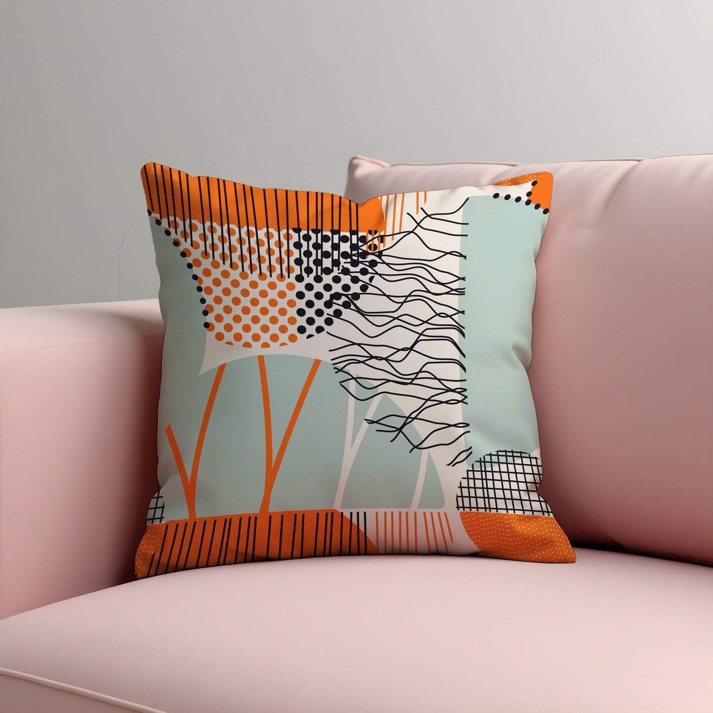 Abstract Modern Cushion Cover, Geometric Lines and Dots Pillow Case