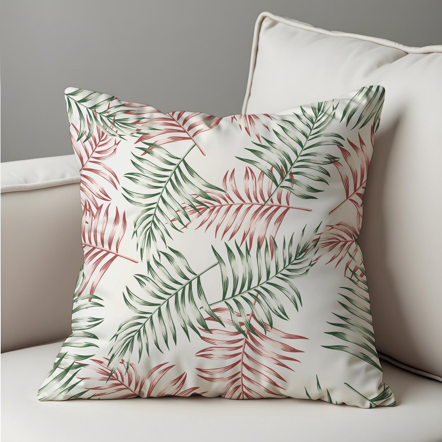 Tropical Palm Leaf Cushion Cover, Botanical Throw Pillow Cover