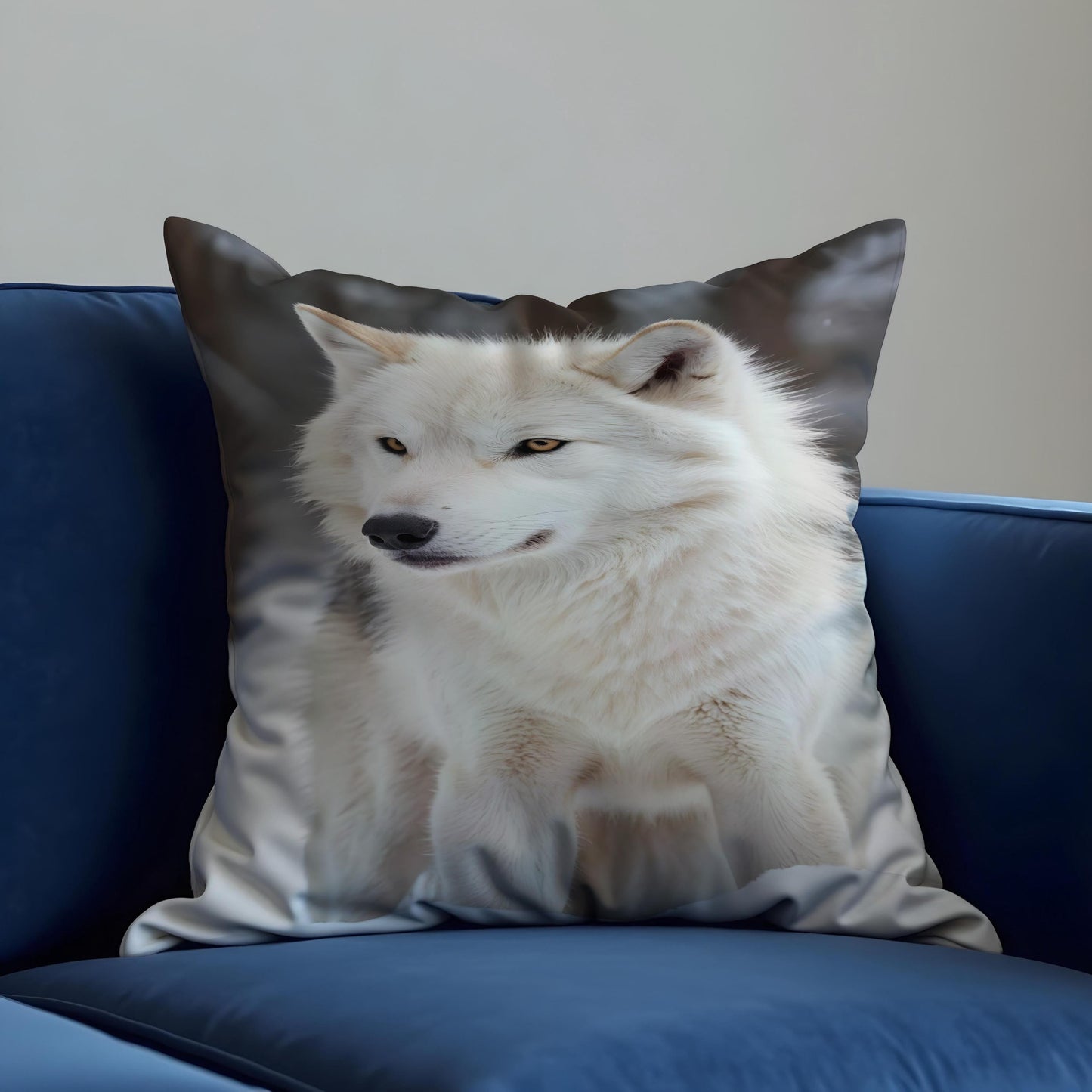 White Wolf Cushion Cover, Arctic Wolf Throw Pillow Cover