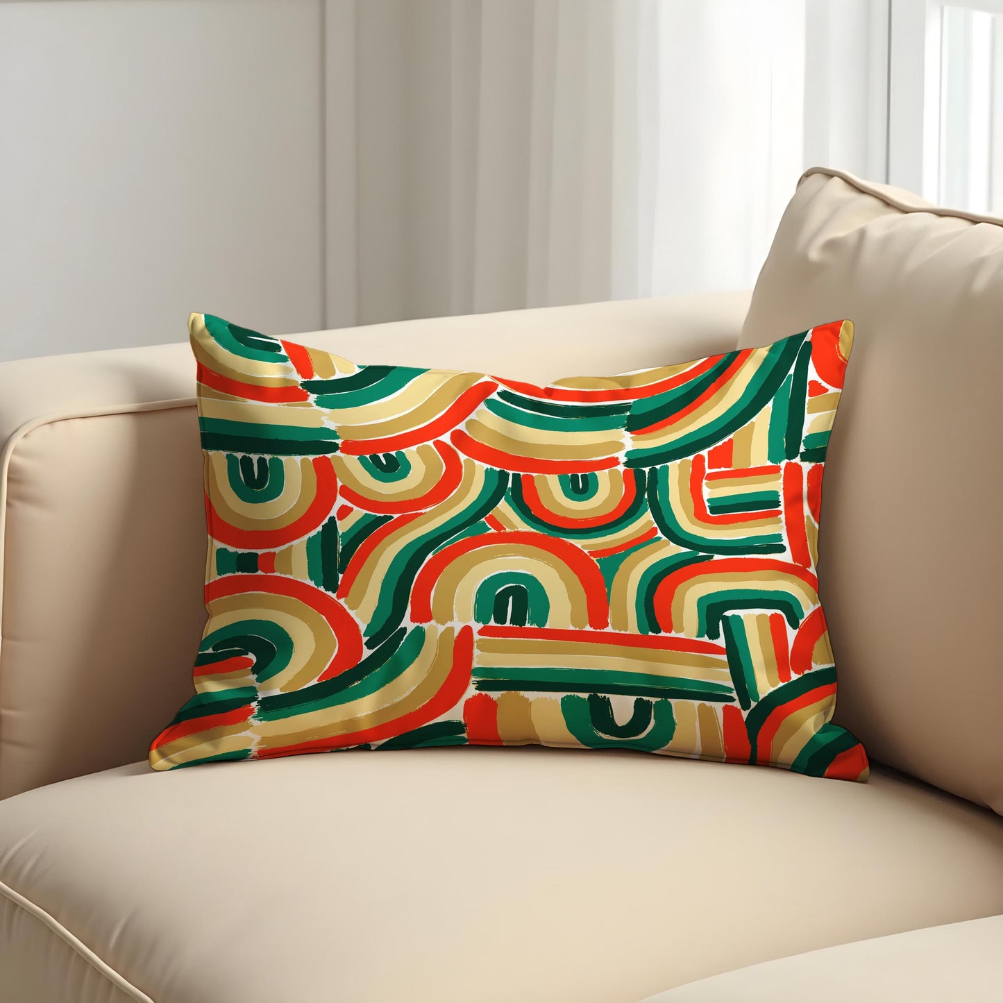 Colorful Abstract Rainbow Cushion Cover, Brushstroke Pillow Case