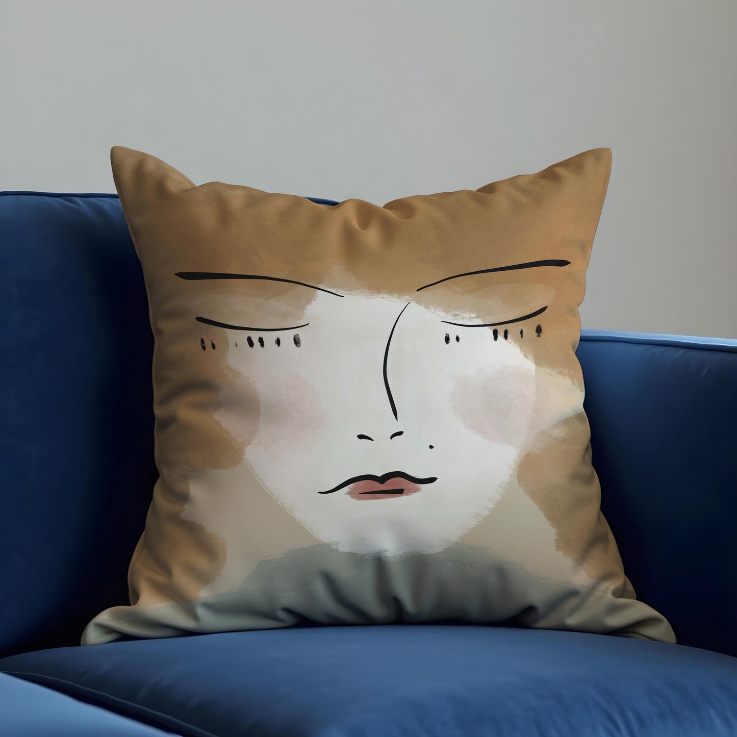 Abstract Face Art Cushion Cover, Minimalist Line Drawing Pillow Cover