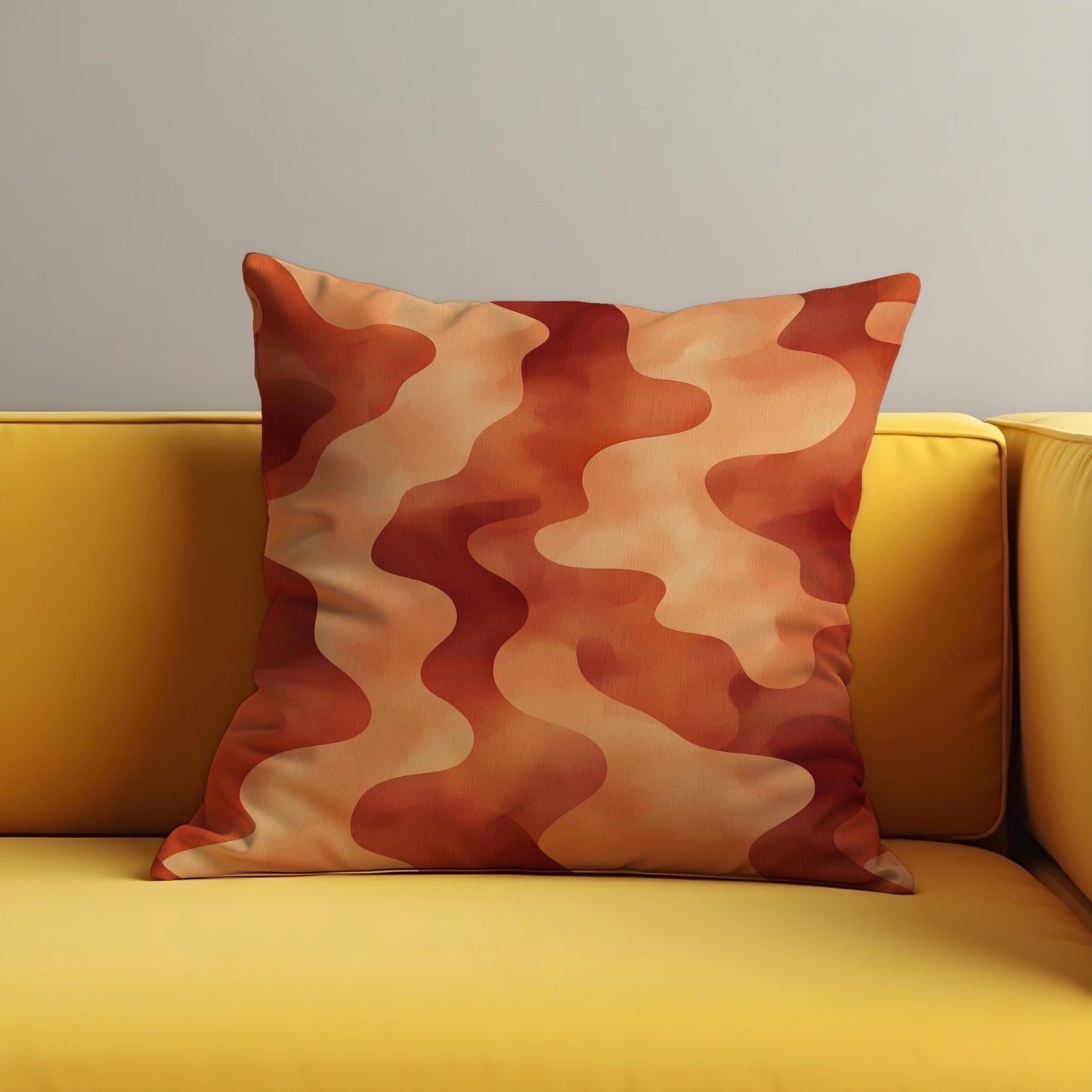 Wavy Retro Throw Pillow Cover, Abstract Earth Tone Cushion Cover