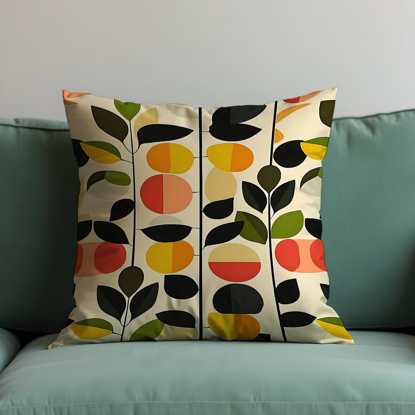 Modern Abstract Floral Cushion Cover, Geometric Pattern Pillow Case