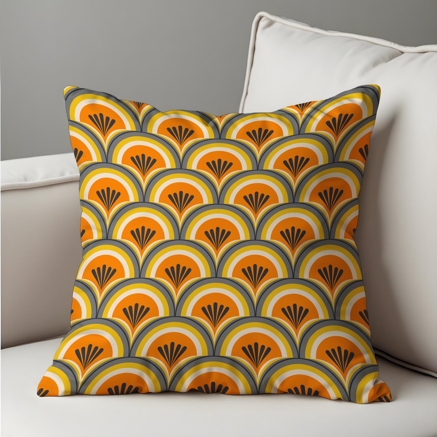 Retro Geometric Cushion Cover, Art Deco Throw Pillow Cover