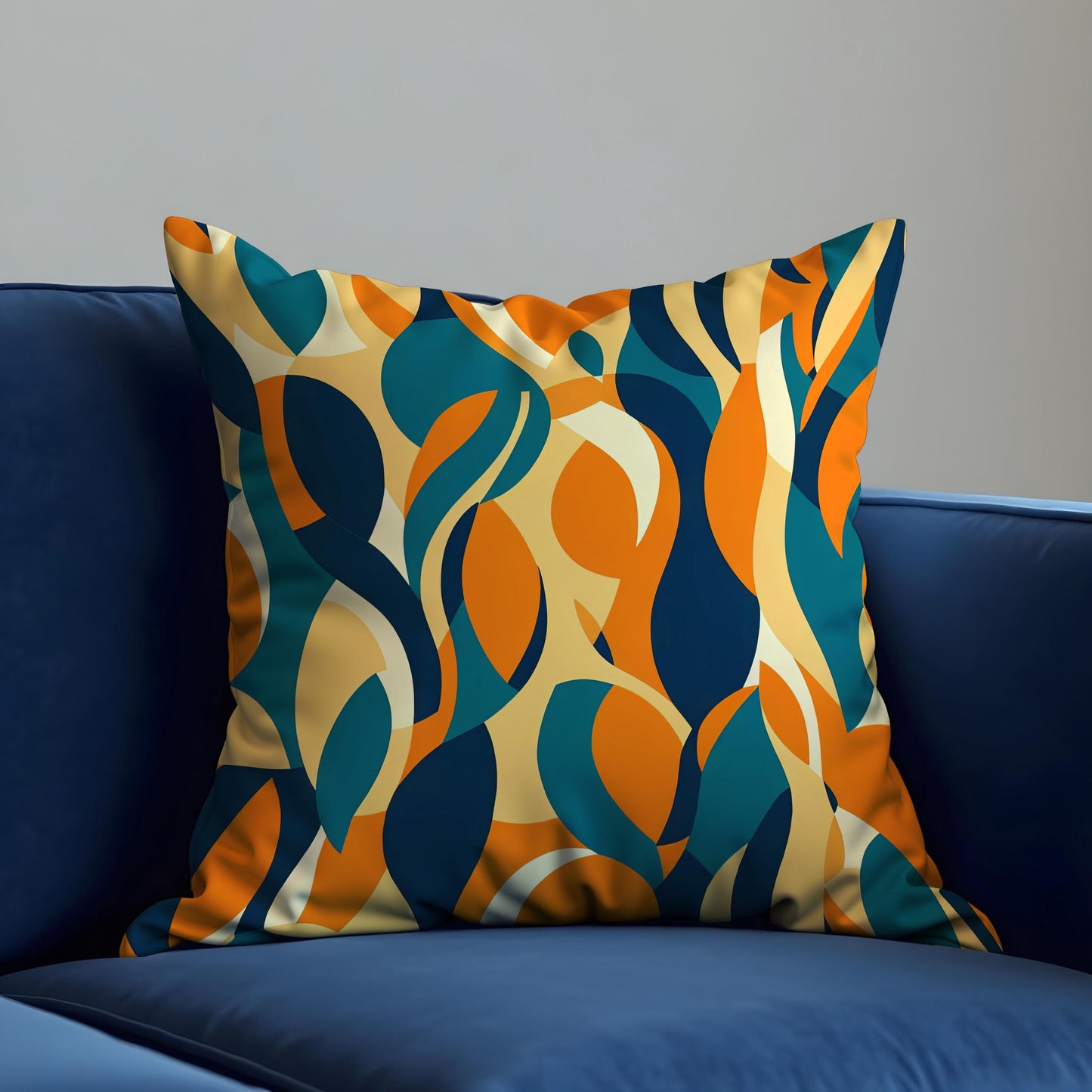 Retro Abstract Cushion Cover, Colorful Leafy Swirl Pattern Pillow Case