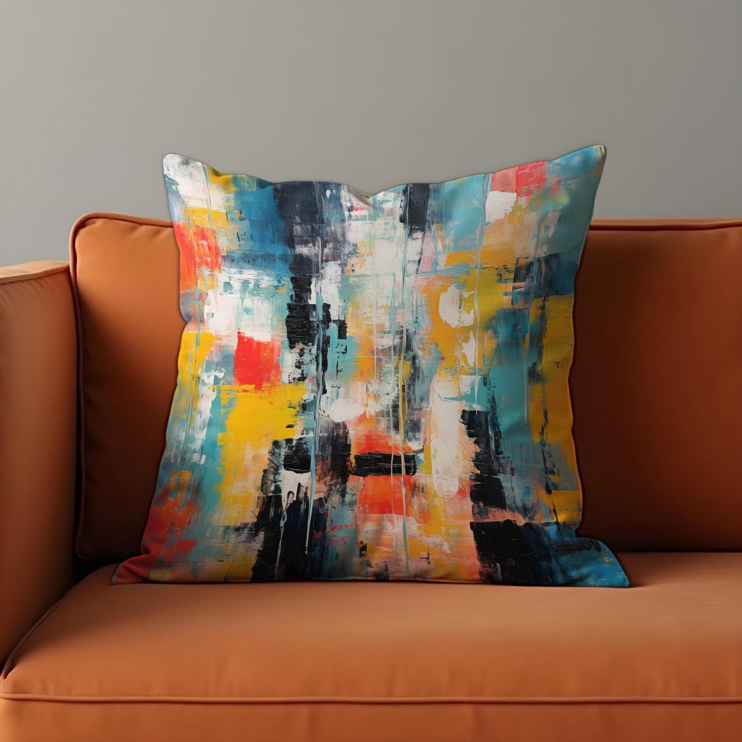 Colorful Abstract Art Cushion Cover, Brushstroke Throw Pillow Case
