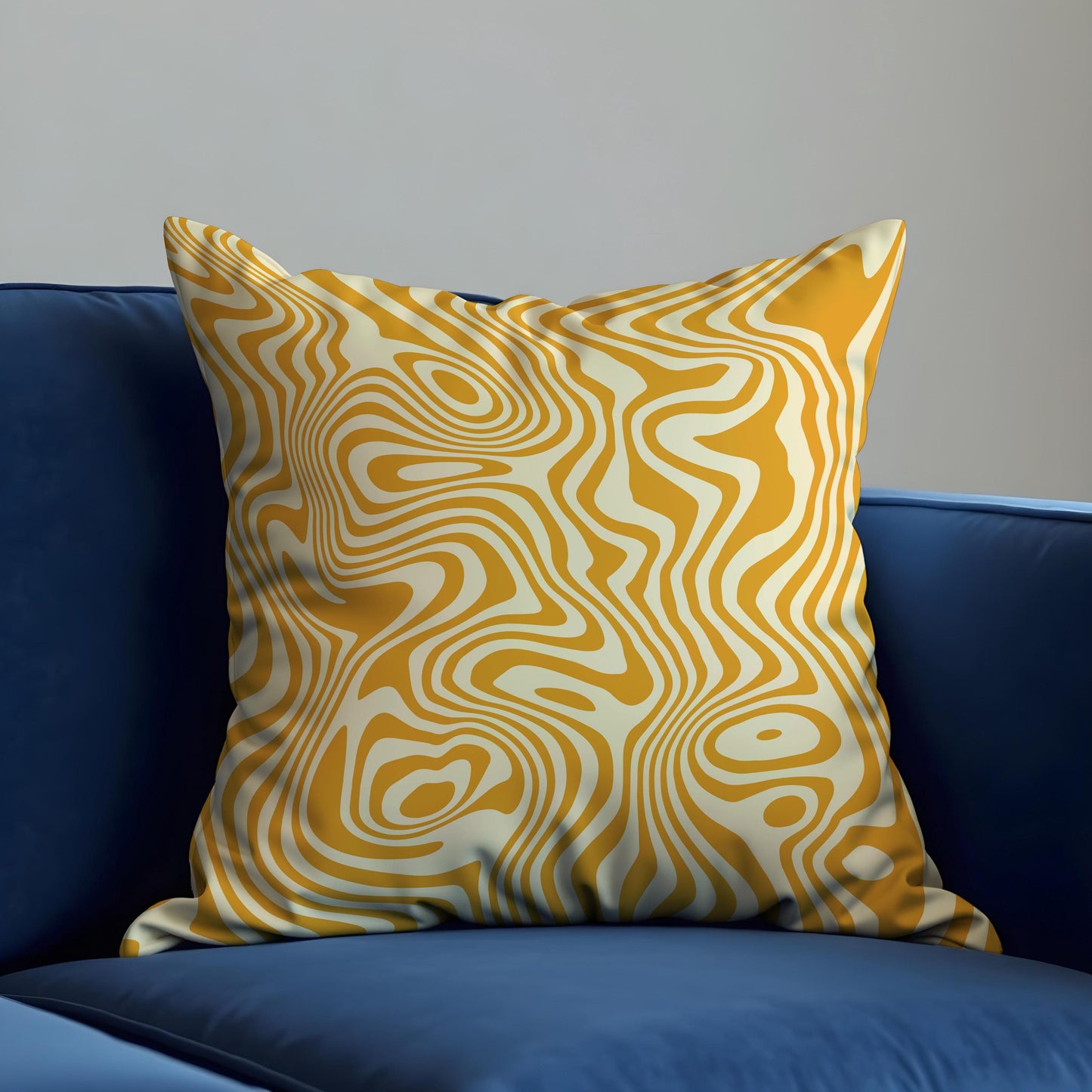 Abstract Yellow Cushion Cover, Swirling Geometric Line Pillow Case