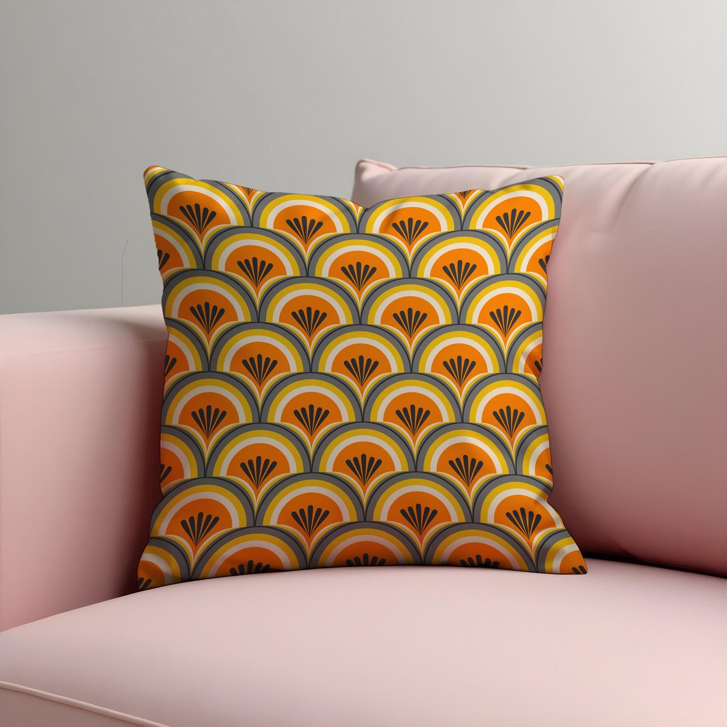 Retro Geometric Cushion Cover, Art Deco Throw Pillow Cover