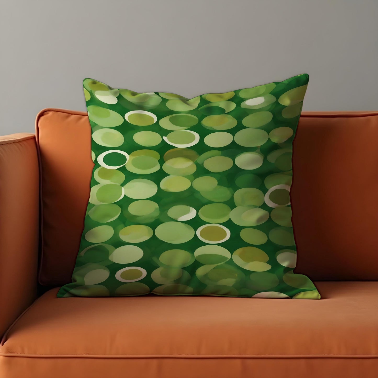 Green Polka Dot Cushion Cover, Playful Abstract Circle Pillow Case
