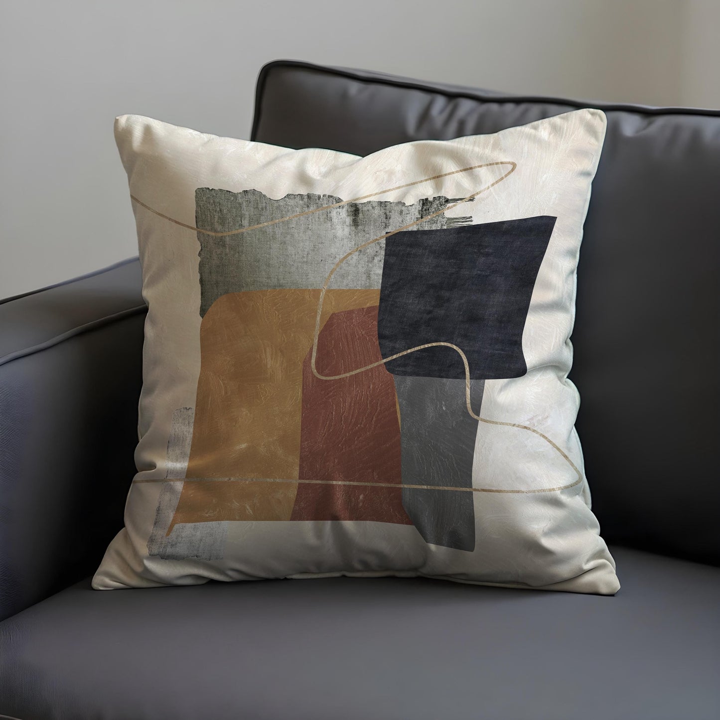 Modern Abstract Cushion Cover, Terracotta & Charcoal Art Print Pillow Case