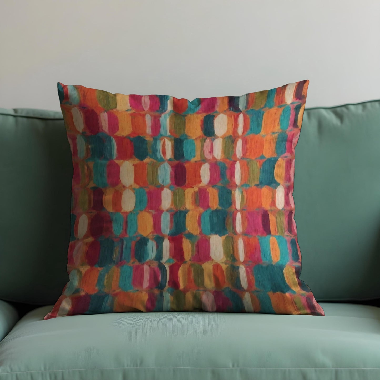 Colorful Abstract Dot Cushion Cover, Teal & Coral Pillow Cover