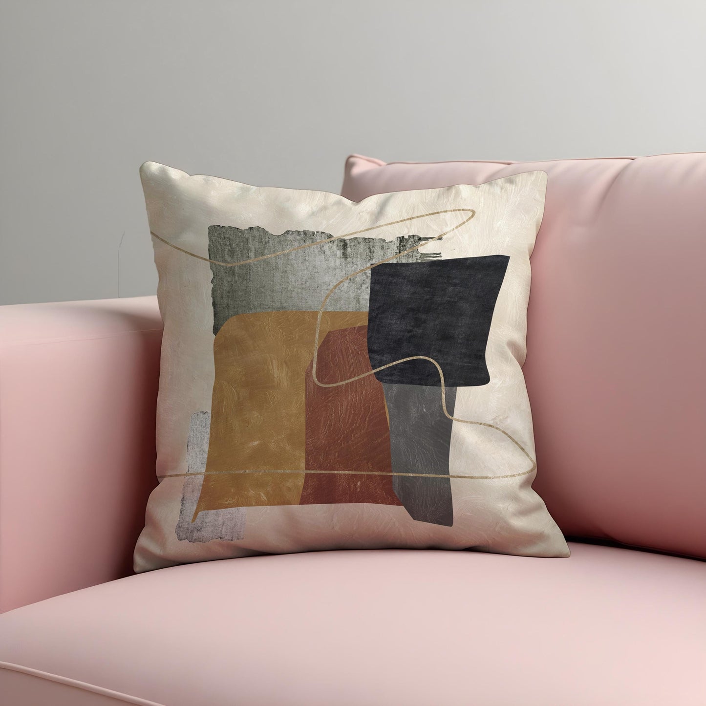 Modern Abstract Cushion Cover, Terracotta & Charcoal Art Print Pillow Case