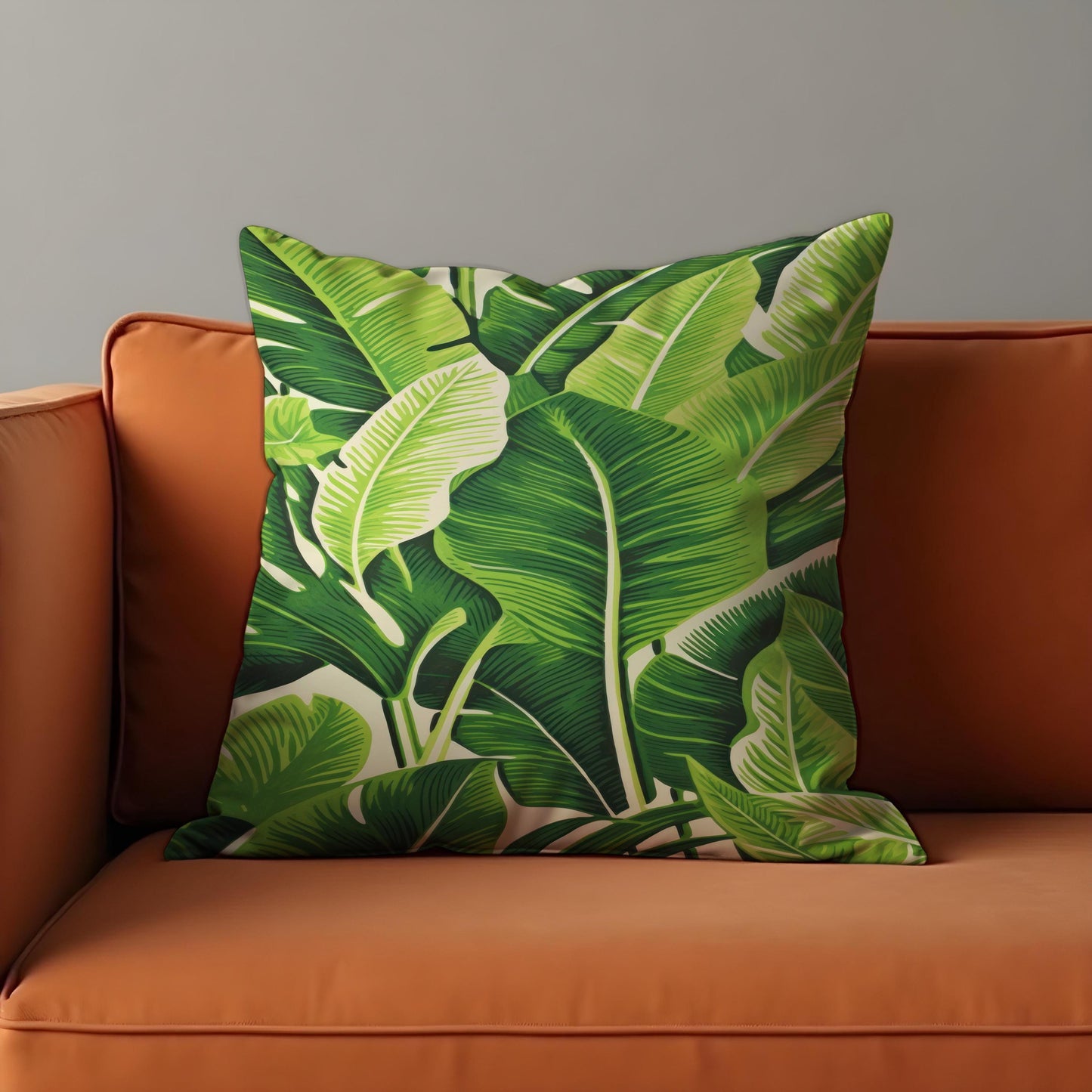 Tropical Banana Leaf Cushion Cover, Bold Green Botanical Throw Pillow Case