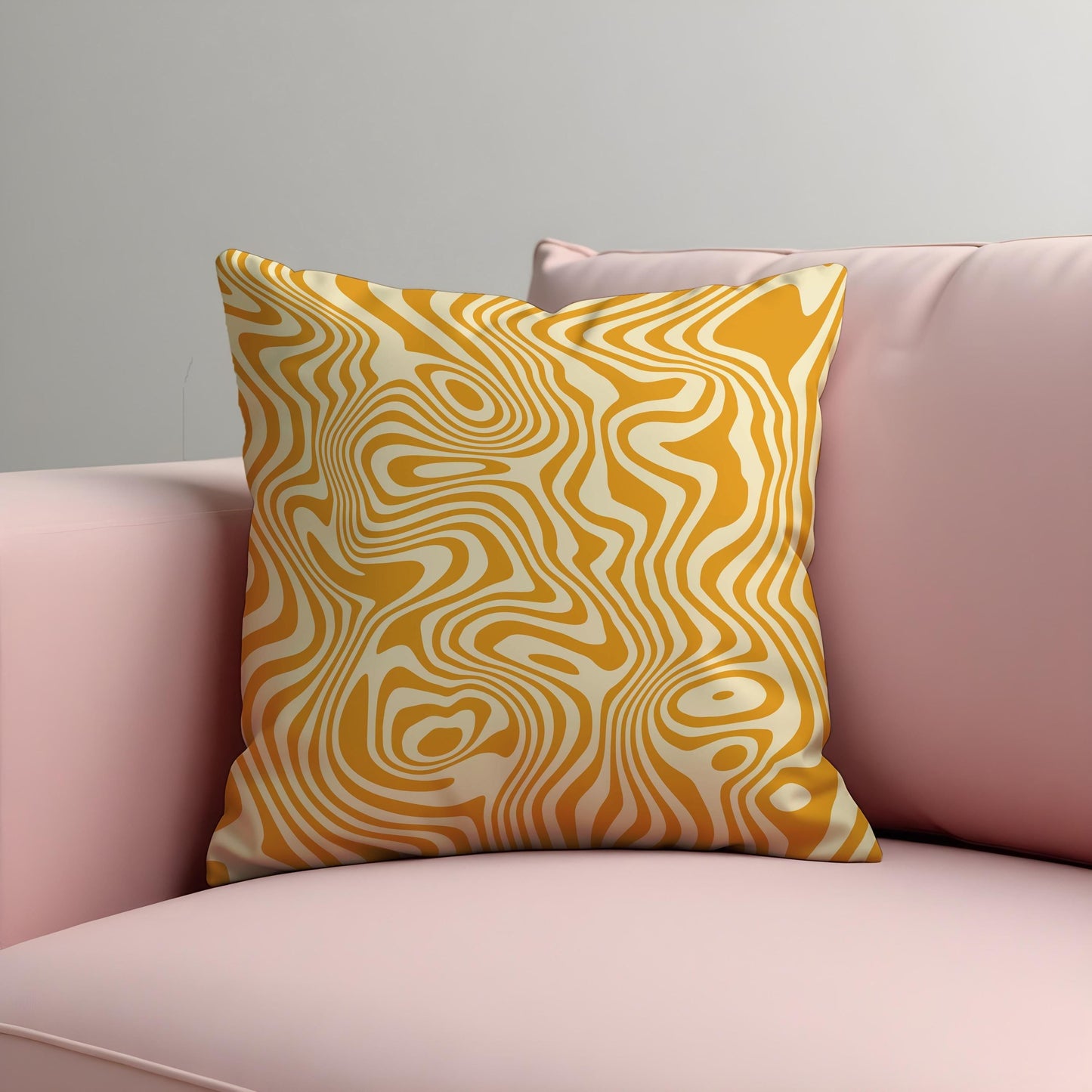 Abstract Yellow Cushion Cover, Swirling Geometric Line Pillow Case