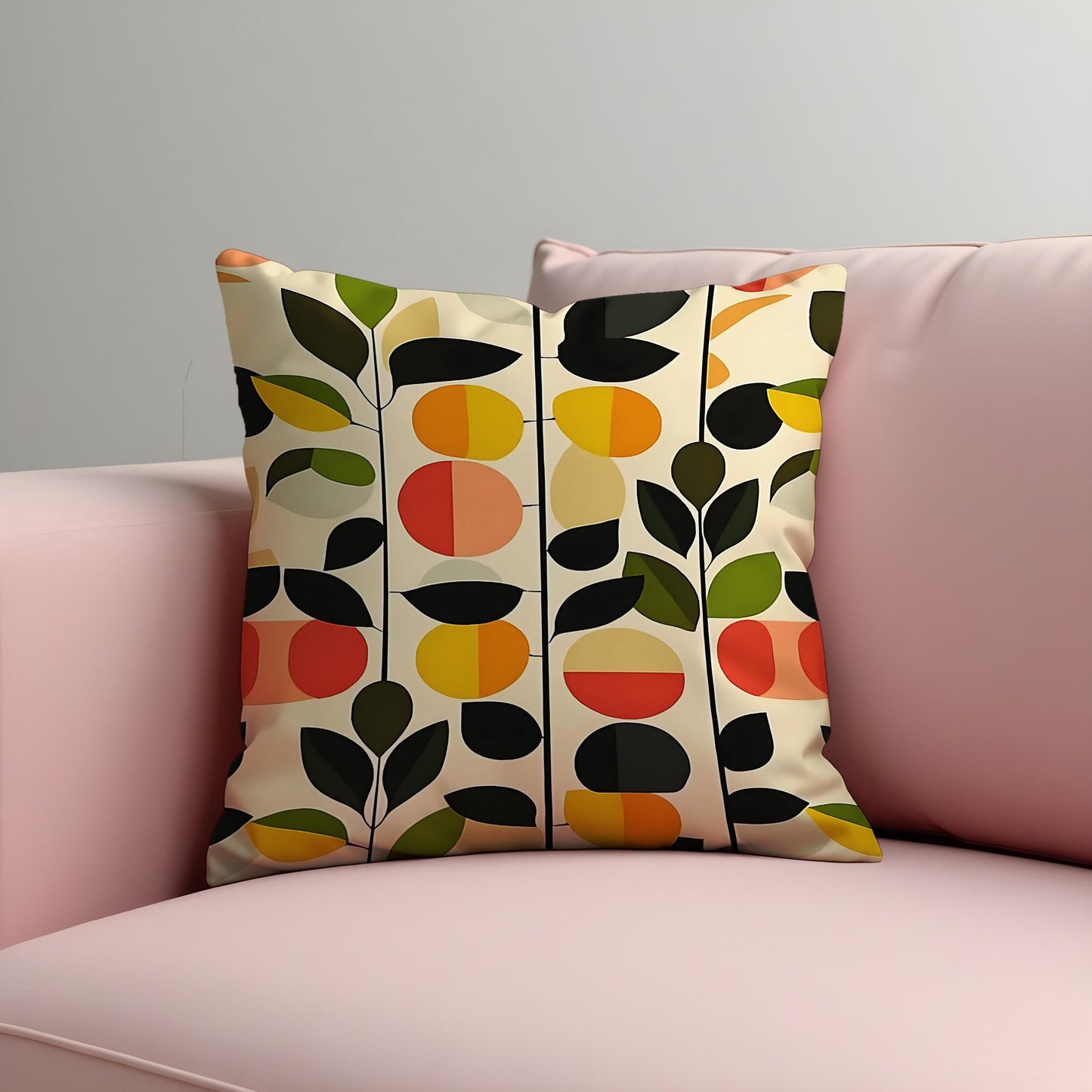 Modern Abstract Floral Cushion Cover, Geometric Pattern Pillow Case