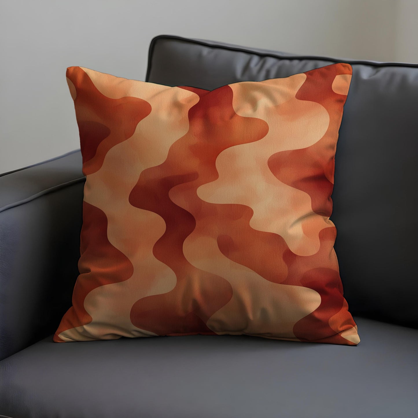 Wavy Retro Throw Pillow Cover, Abstract Earth Tone Cushion Cover