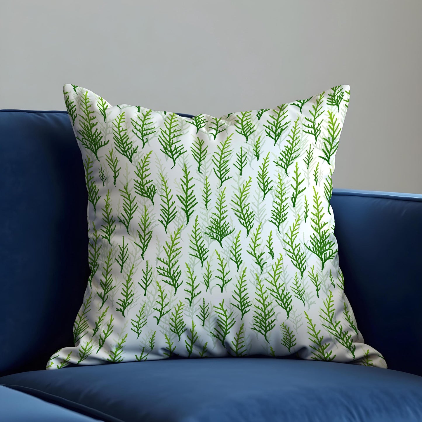 Green Botanical Cushion Cover, Watercolor Leaf Pattern Pillow Case
