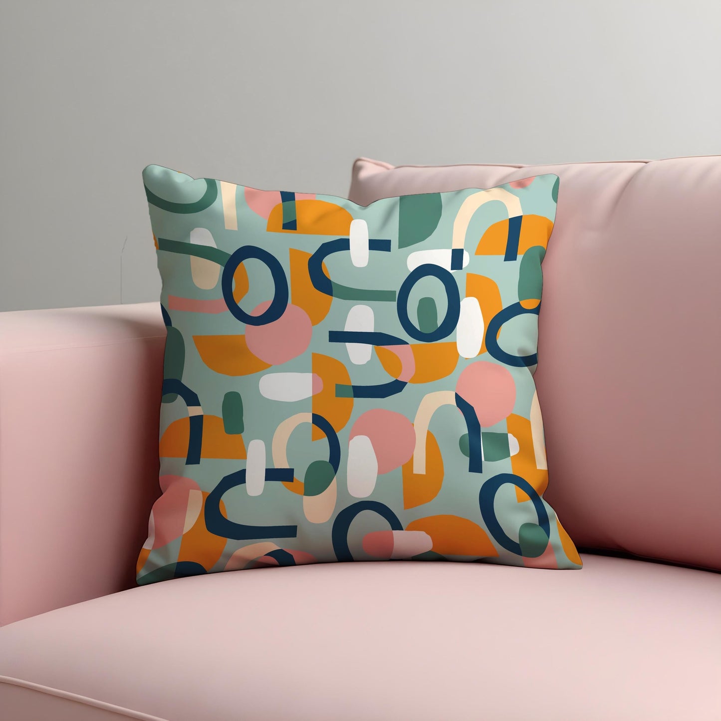 Modern Abstract Cushion Cover, Colorful Mid-Century Throw Pillow Cover