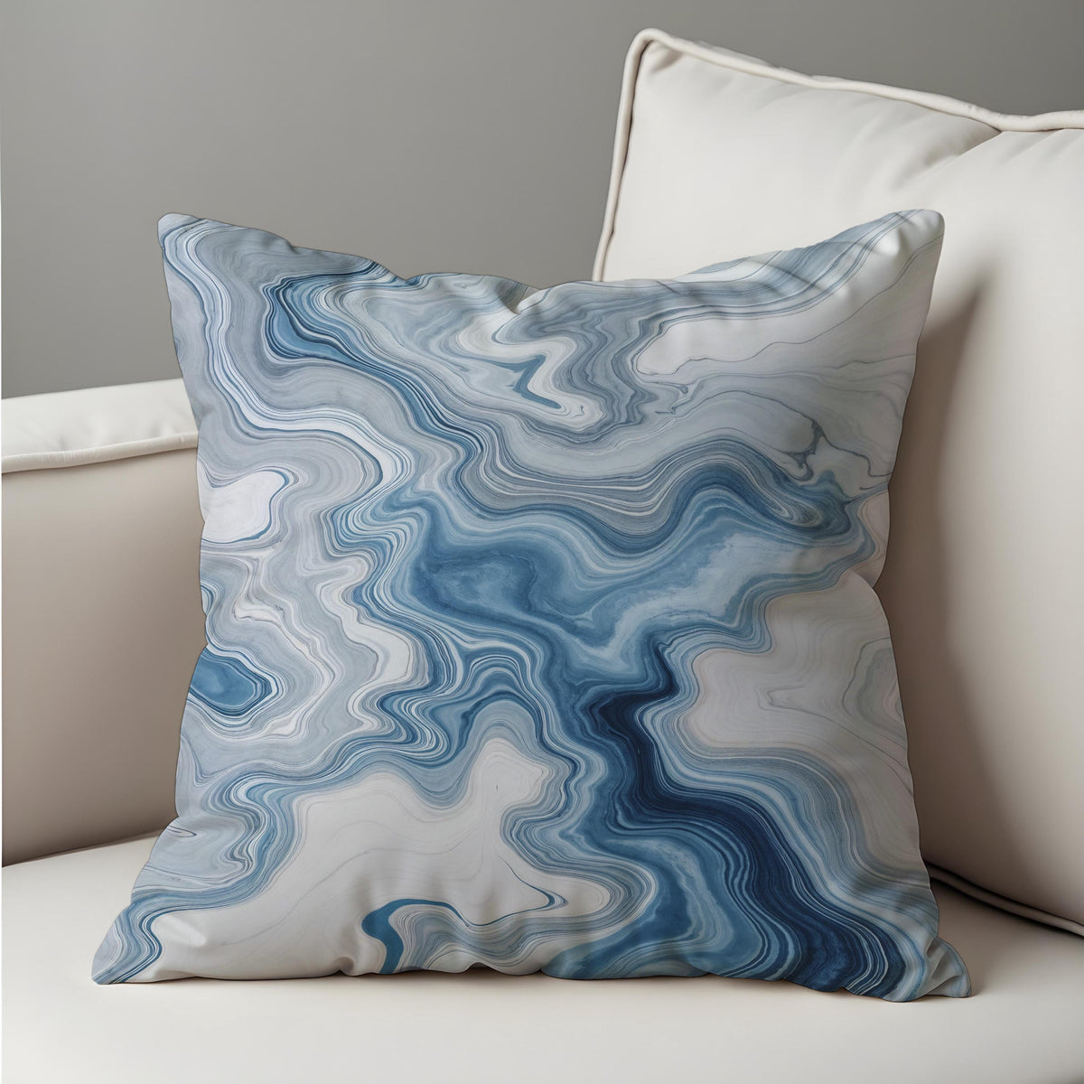 Blue Marble Cushion Cover, Abstract Swirl Pillow Case