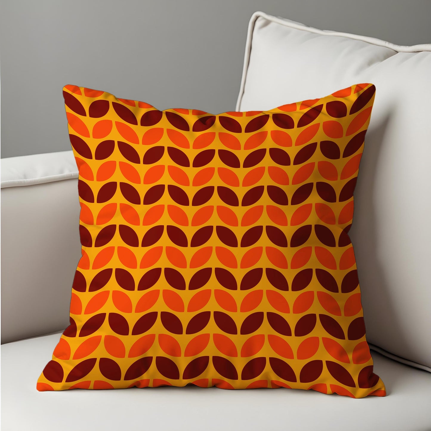 Retro Leaf Pattern Cushion Cover, Mid-Century Modern Pillow Case
