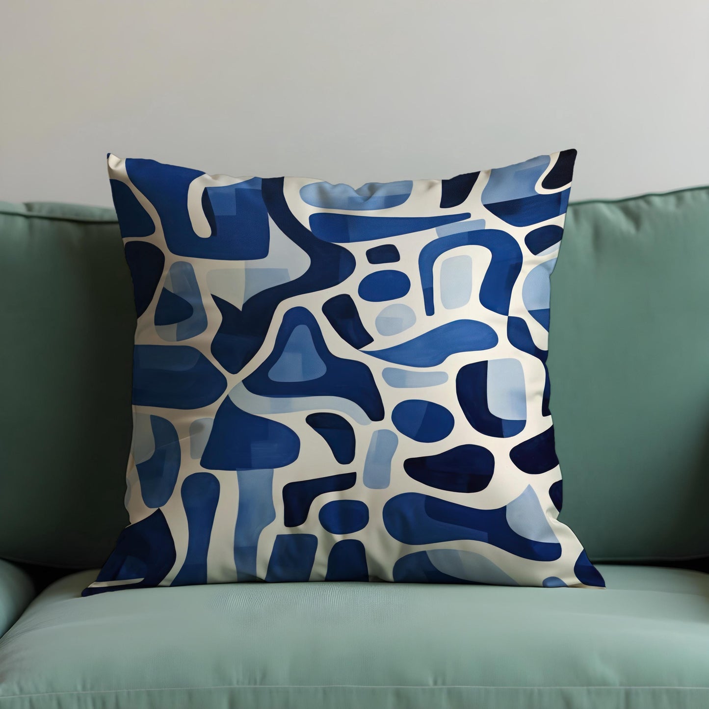 Abstract Blue Cushion Cover, Navy Blue Pattern Pillow Case