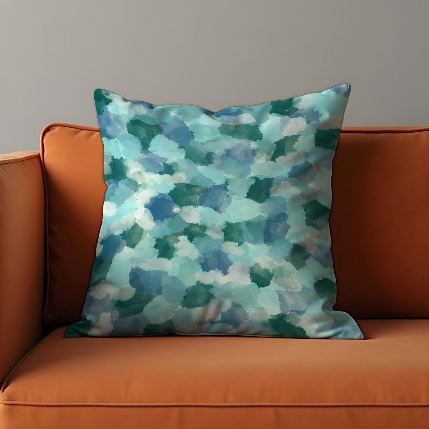 Blue Green Abstract Watercolor Cushion Cover, Coastal Throw Pillow Case