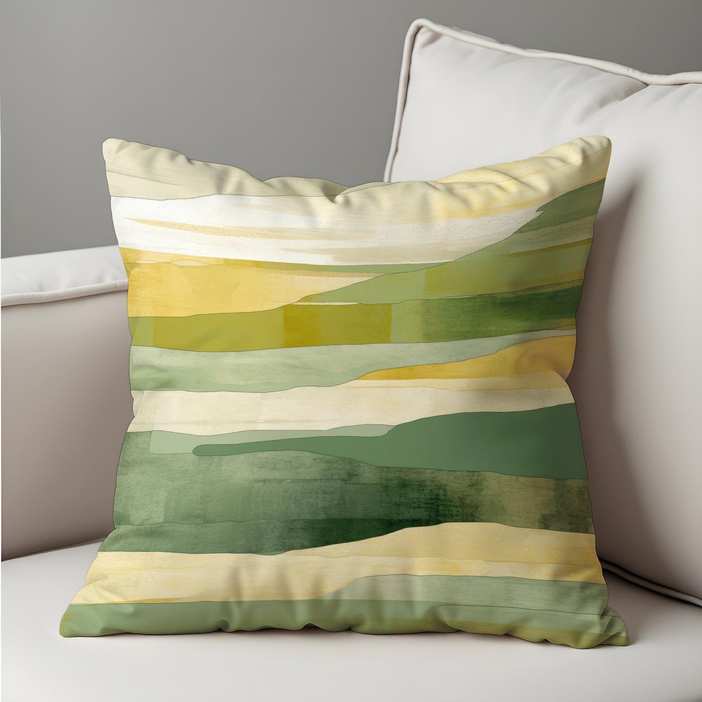 Earthy Landscape Cushion Cover, Abstract Nature Throw Pillow Cover