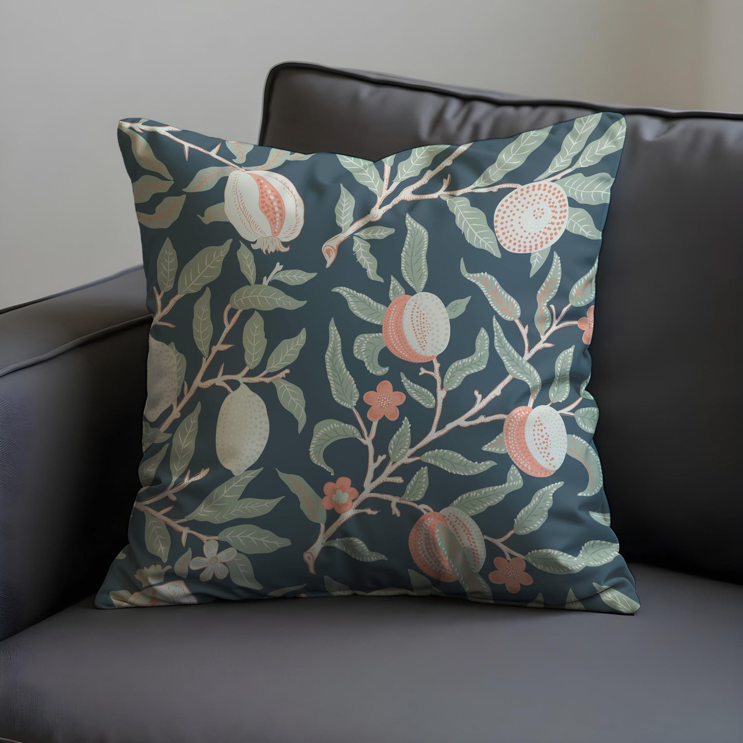 Classic Fruit Tree Cushion Cover, Botanical Pomegranate Pillow Cover