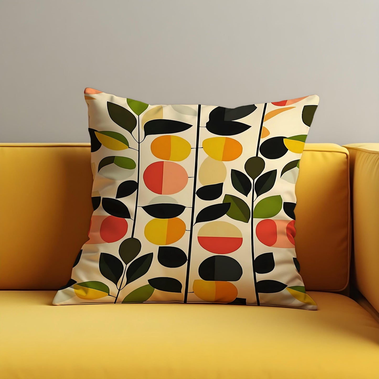 Modern Abstract Floral Cushion Cover, Geometric Pattern Pillow Case