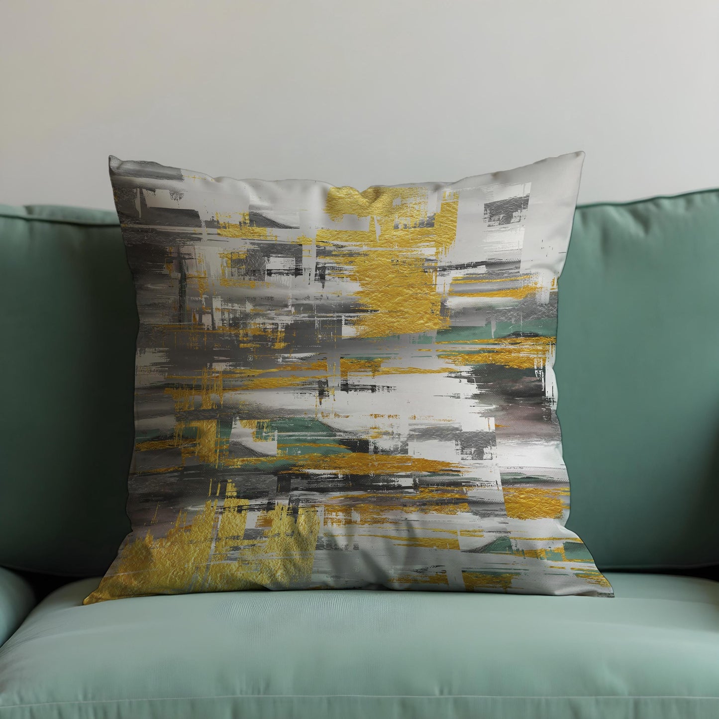 Mustard & Grey Abstract Cushion Cover, Modern Throw Pillow Cover
