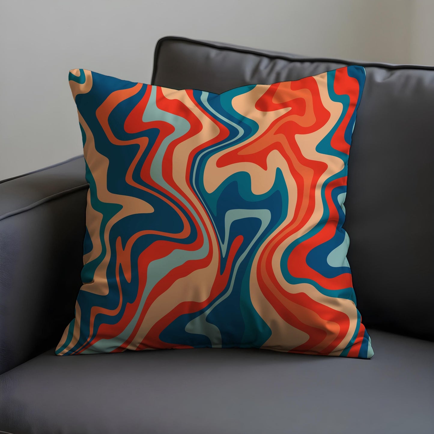 Psychedelic Swirl Cushion Cover, Retro Groovy Abstract Pillow Cover