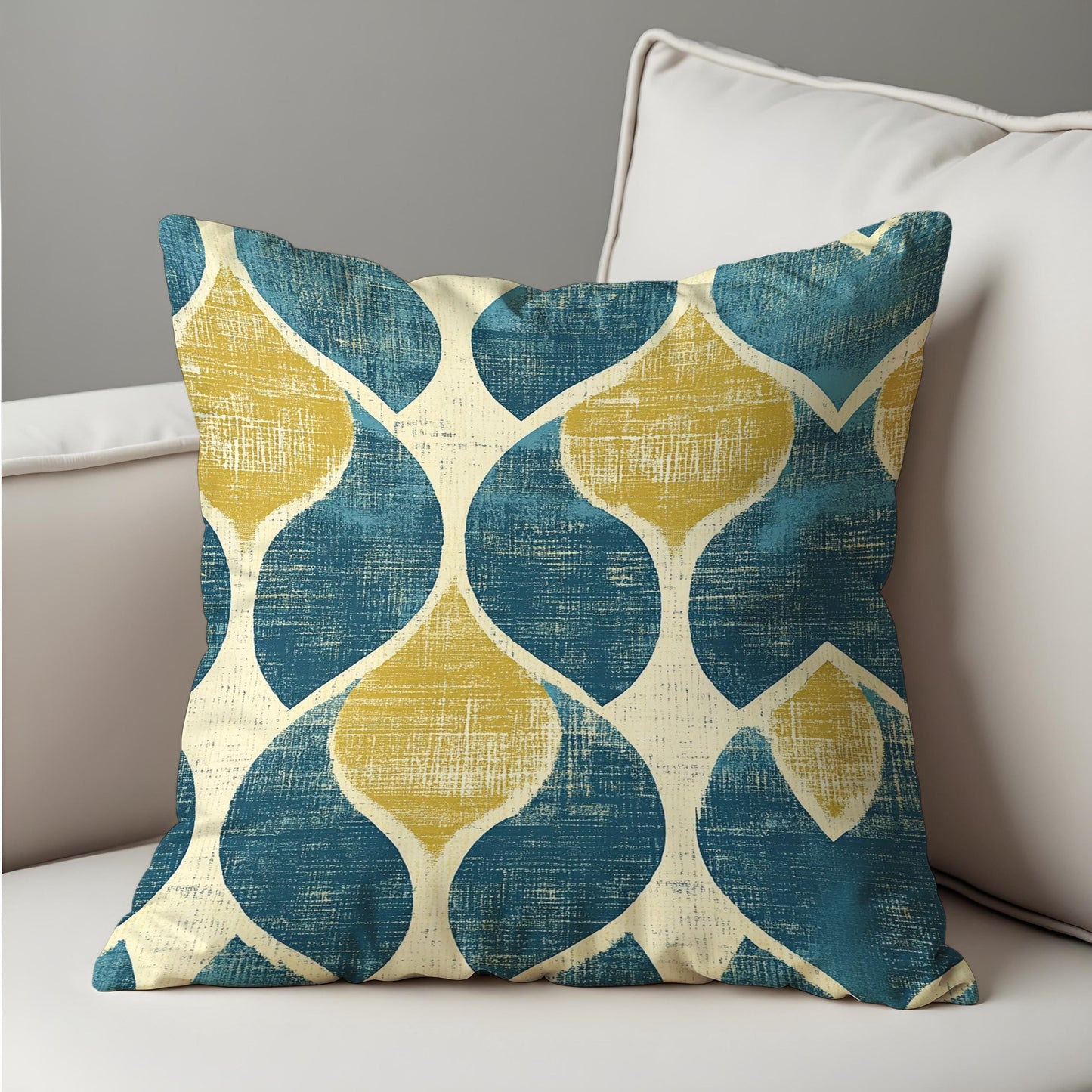 Teal & Mustard Retro Cushion Cover, Mid Century Modern Pillowcase