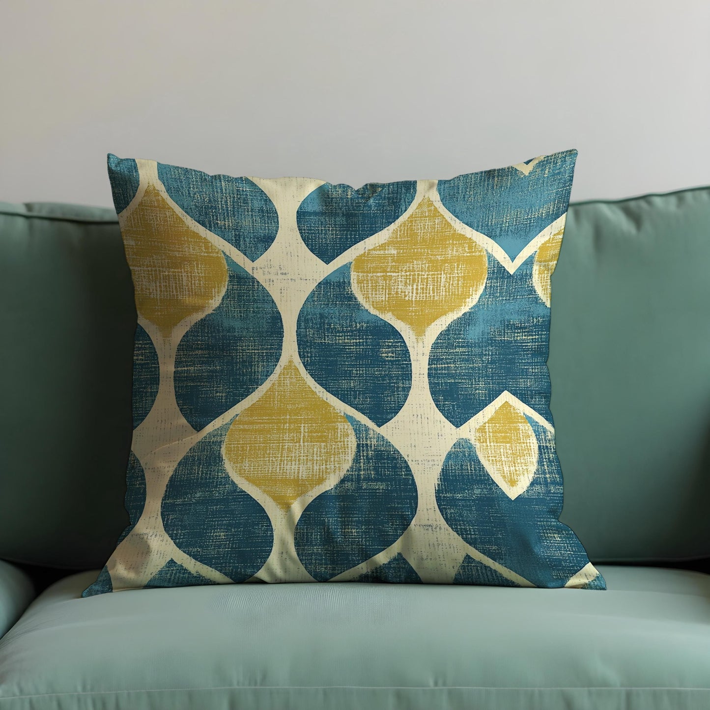 Teal & Mustard Retro Cushion Cover, Mid Century Modern Pillowcase