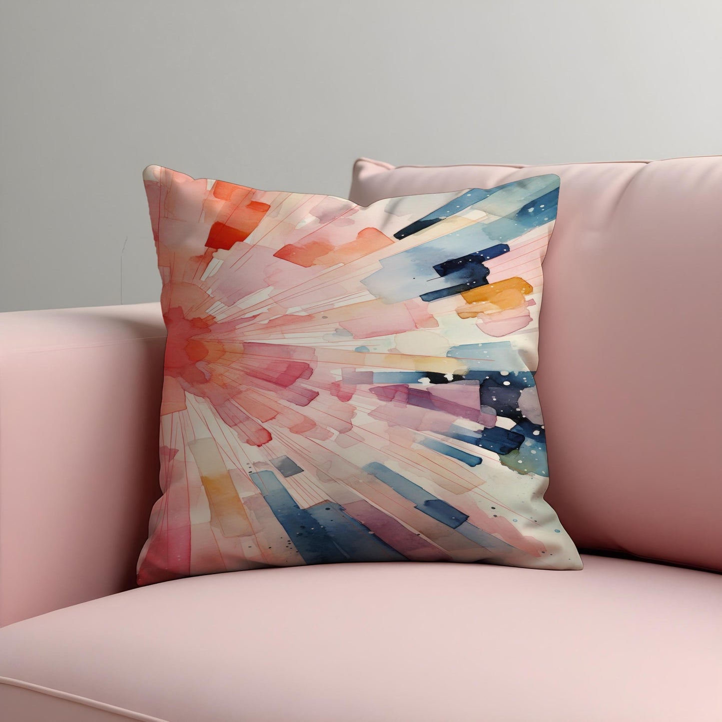 Watercolor Burst Cushion Cover, Abstract Color Explosion Throw Pillow Cover