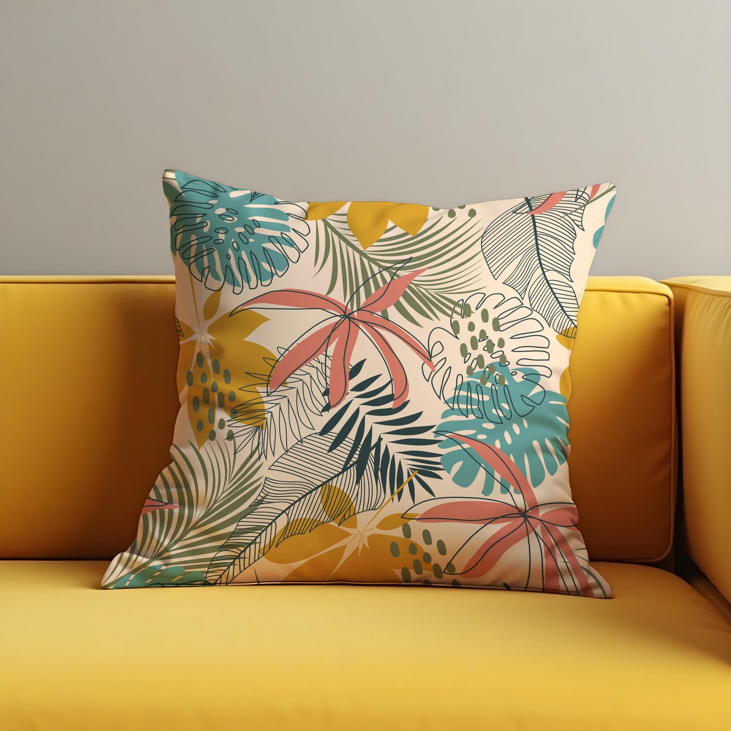 Tropical Jungle Cushion Cover, Monstera Leaf Throw Pillow Cover