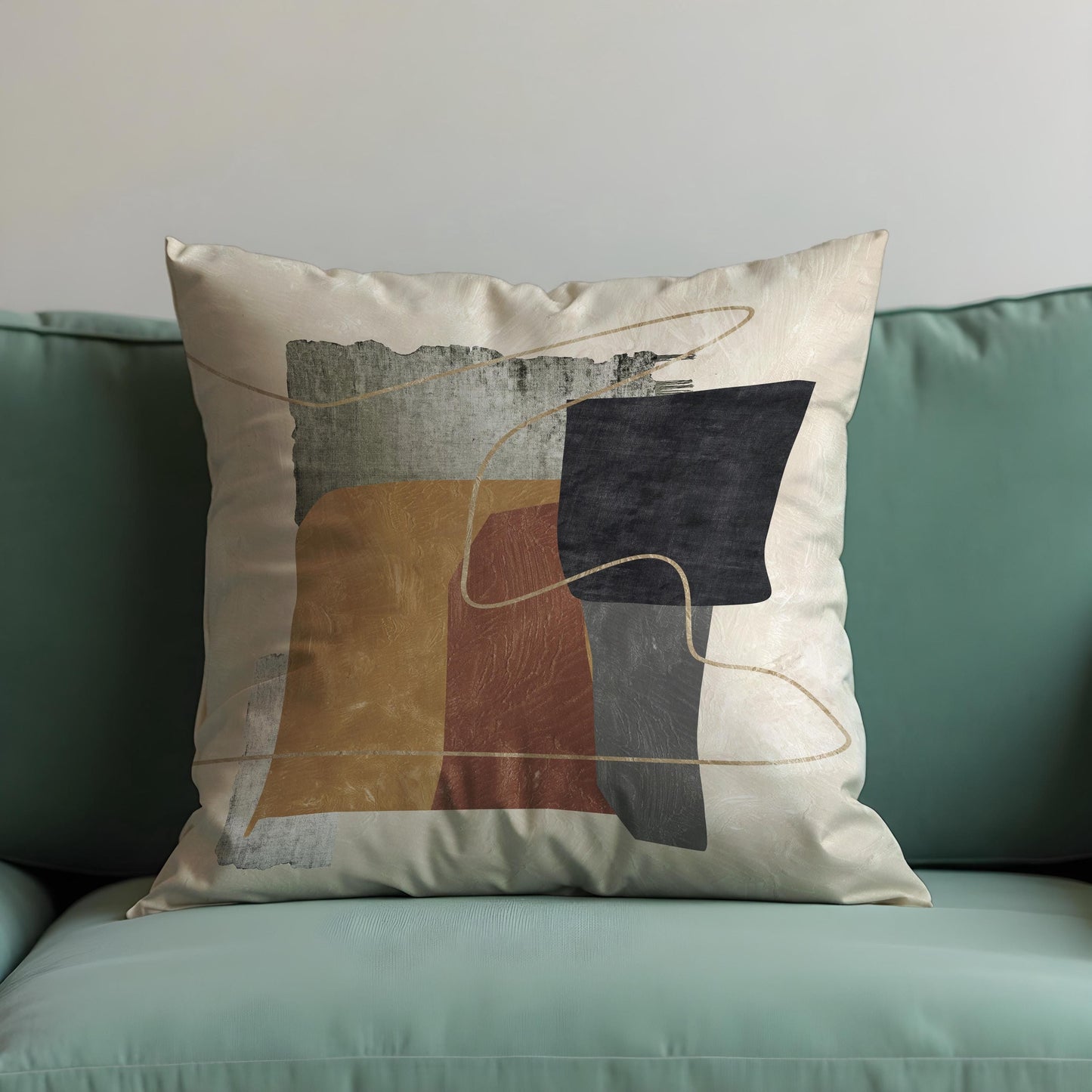 Modern Abstract Cushion Cover, Terracotta & Charcoal Art Print Pillow Case