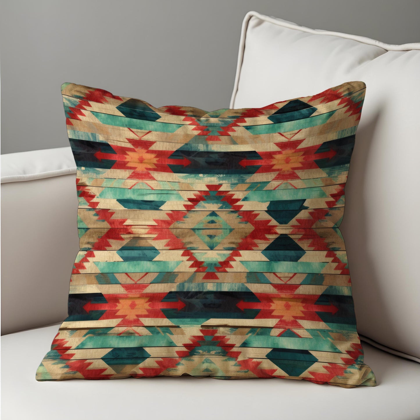 Southwestern Aztec Cushion Cover, Rustic Boho Tribal Diamond Pillow Cover