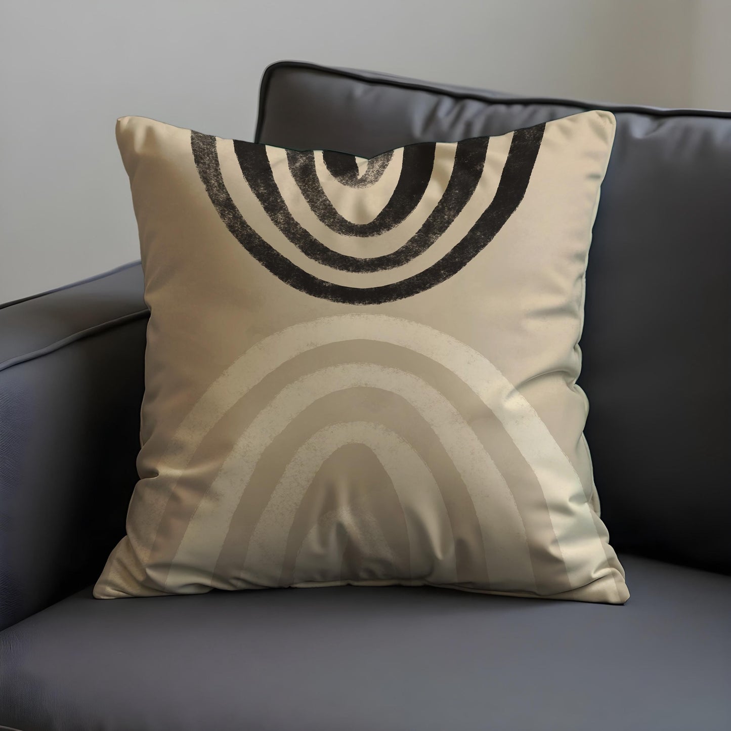 Modern Arch Cushion Cover, Beige & Black Abstract Throw Pillow Cover