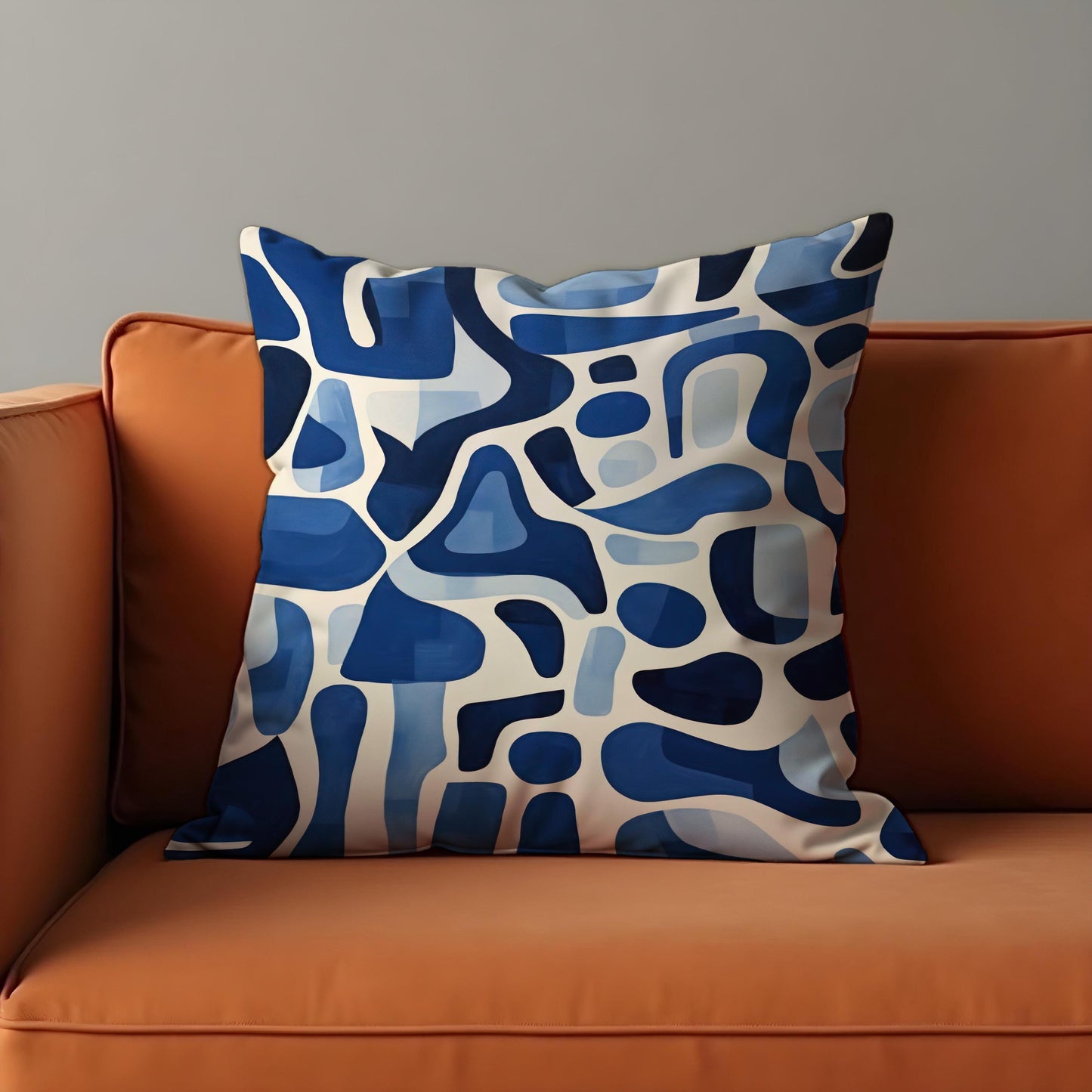 Abstract Blue Cushion Cover, Navy Blue Pattern Pillow Case