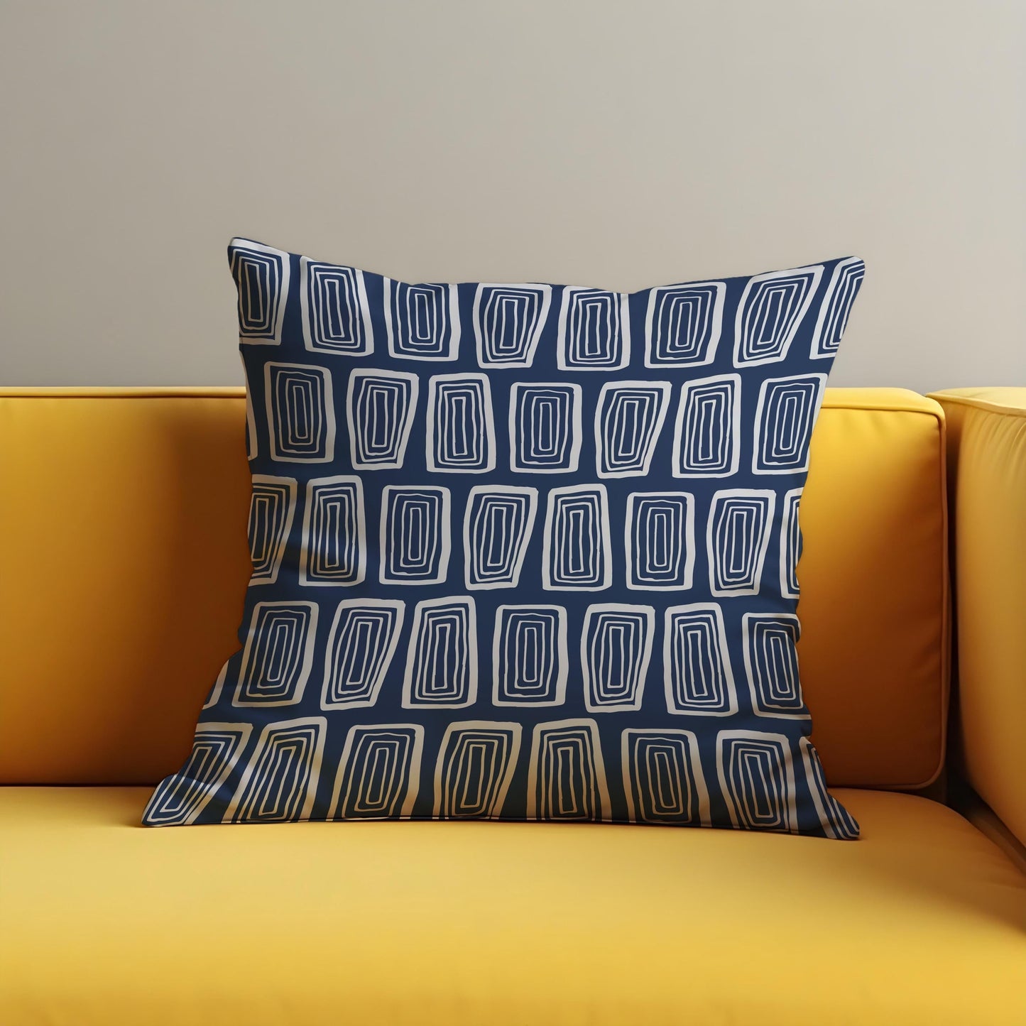 Navy Blue Abstract Cushion Cover, Rectangle Pattern Pillow Case