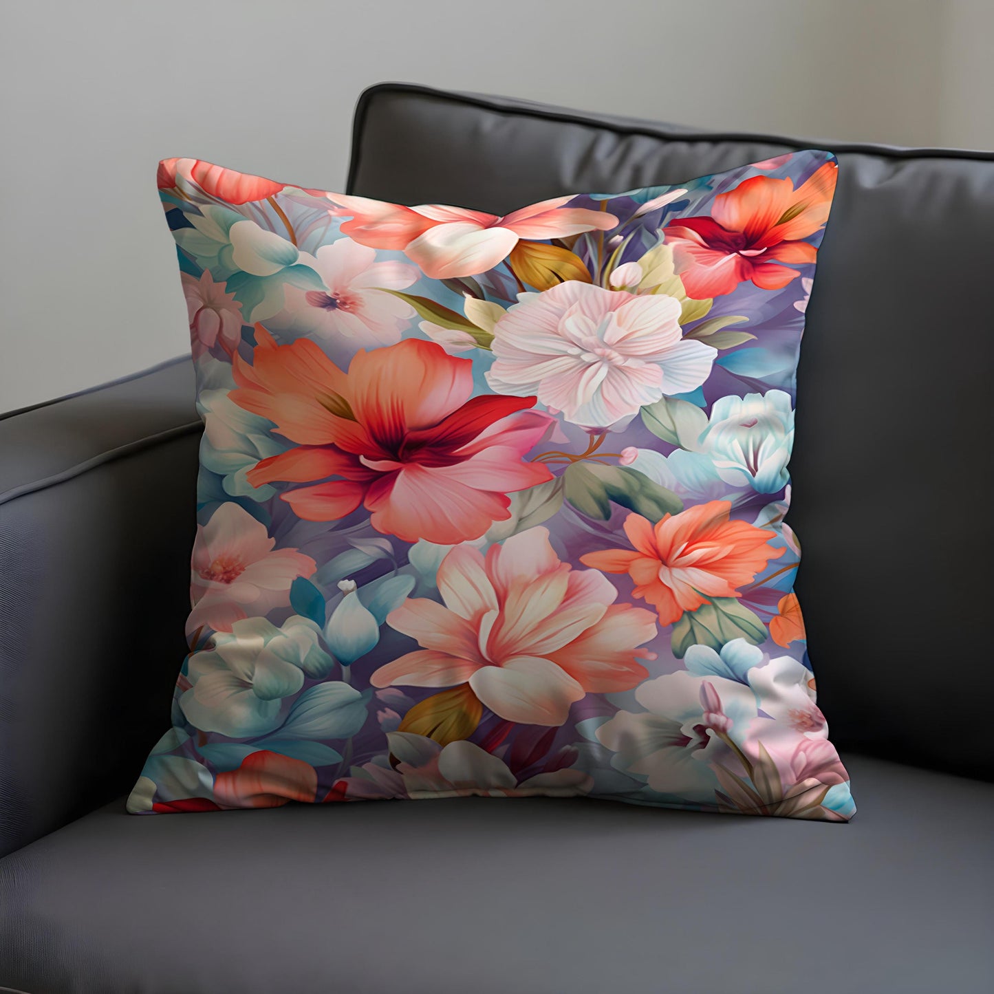 Bloom Cushion Cover, Soft Coral & Blush Flowers Pillow Case