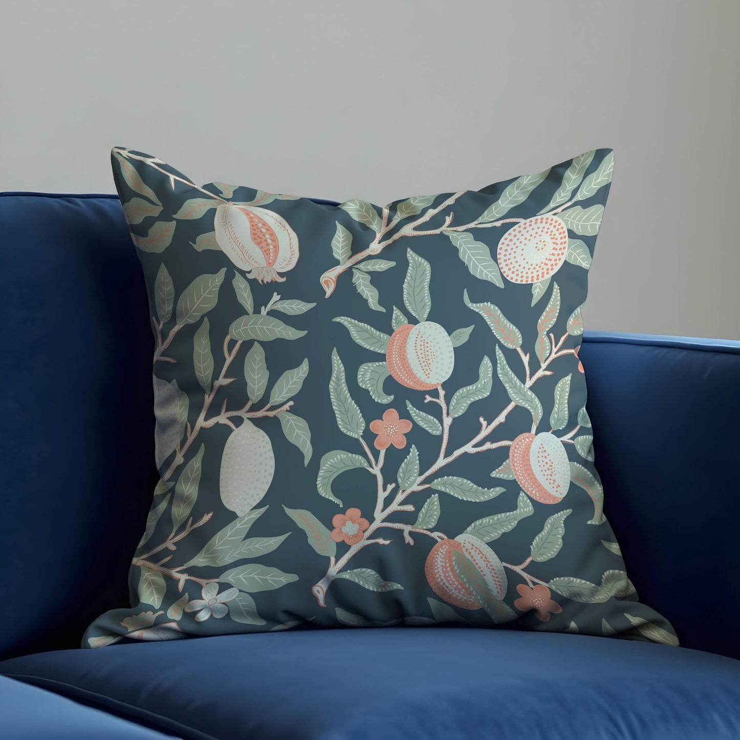 Classic Fruit Tree Cushion Cover, Botanical Pomegranate Pillow Cover