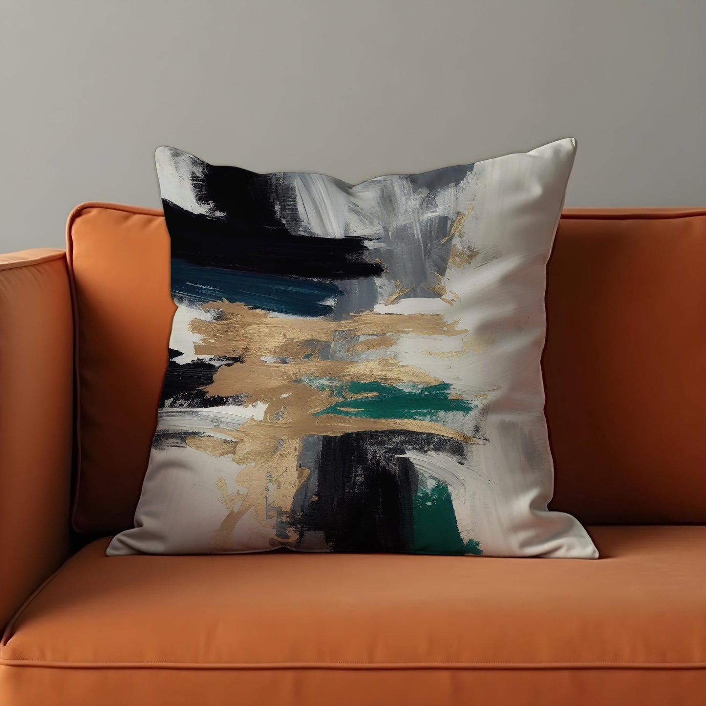 Abstract Brushstroke Cushion Cover, Black & Cream Modern Art Pillow Case