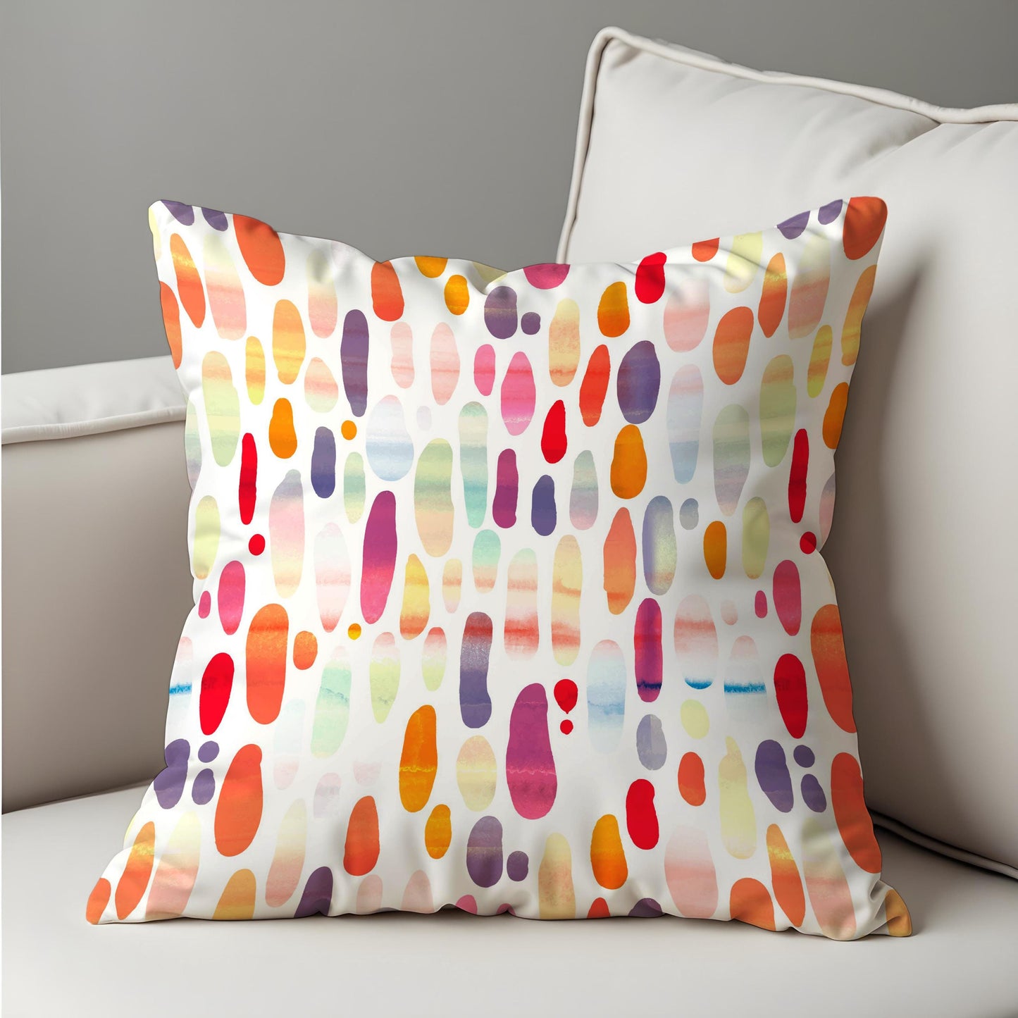 Colorful Watercolor Cushion Cover, Rainbow Dot Throw Pillow Cover