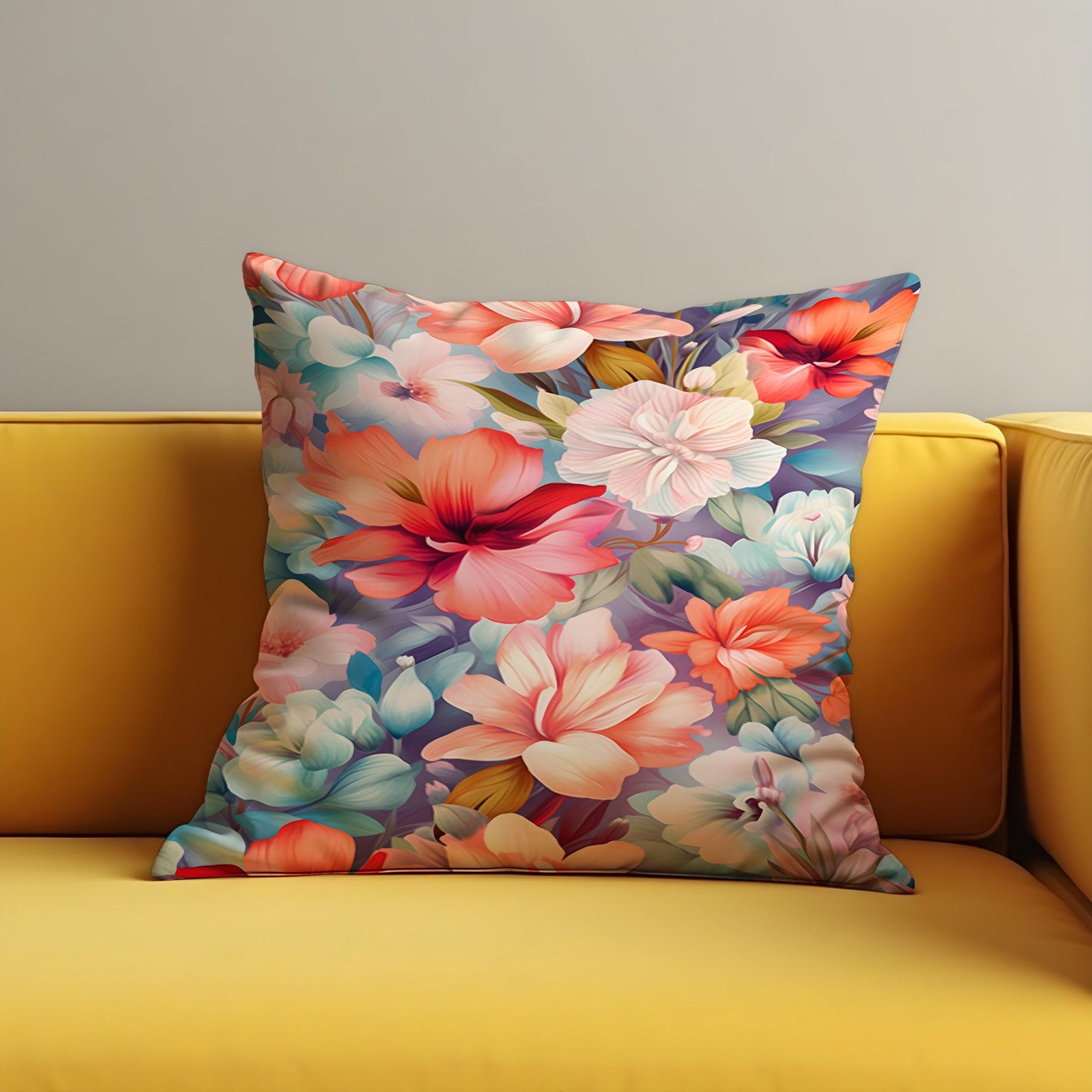Bloom Cushion Cover, Soft Coral & Blush Flowers Pillow Case