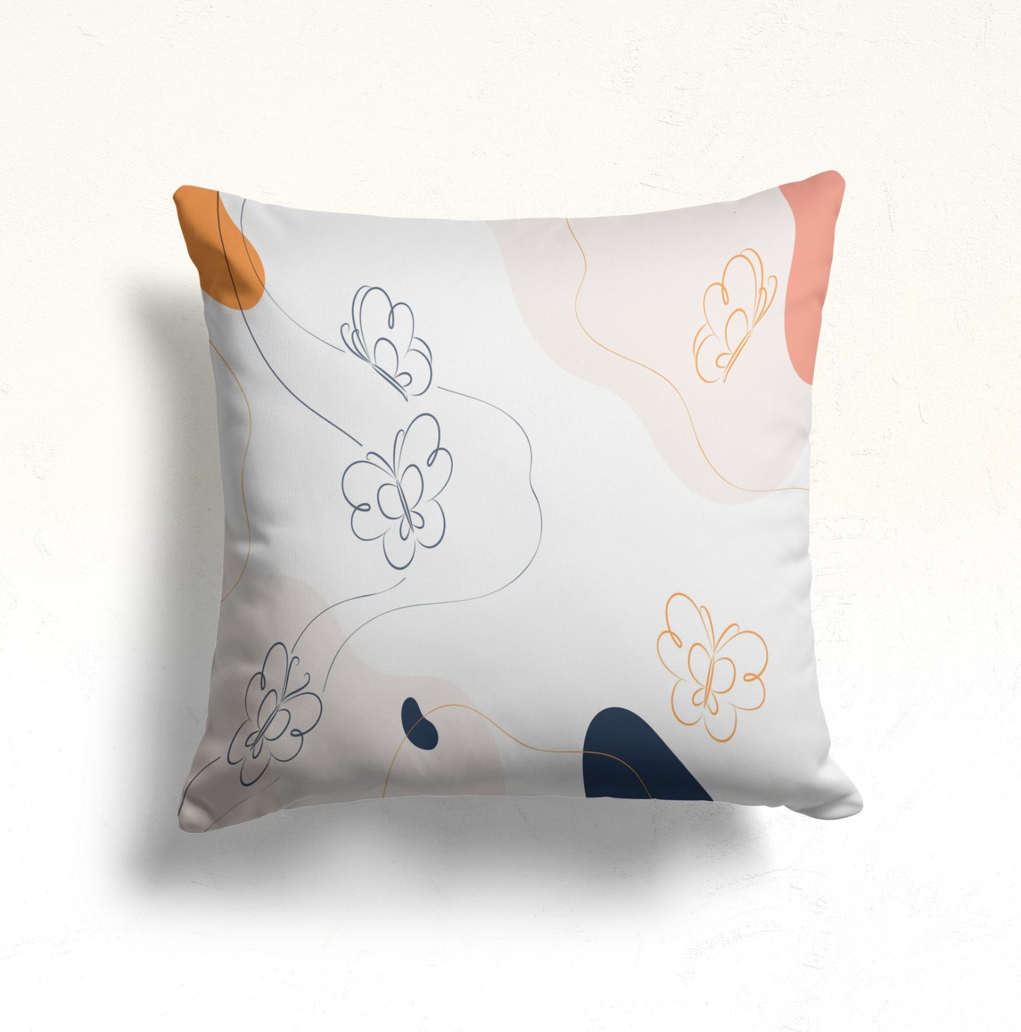 Abstract Line Art Cushion Cover, Floral Silhouette Pastel Decor
