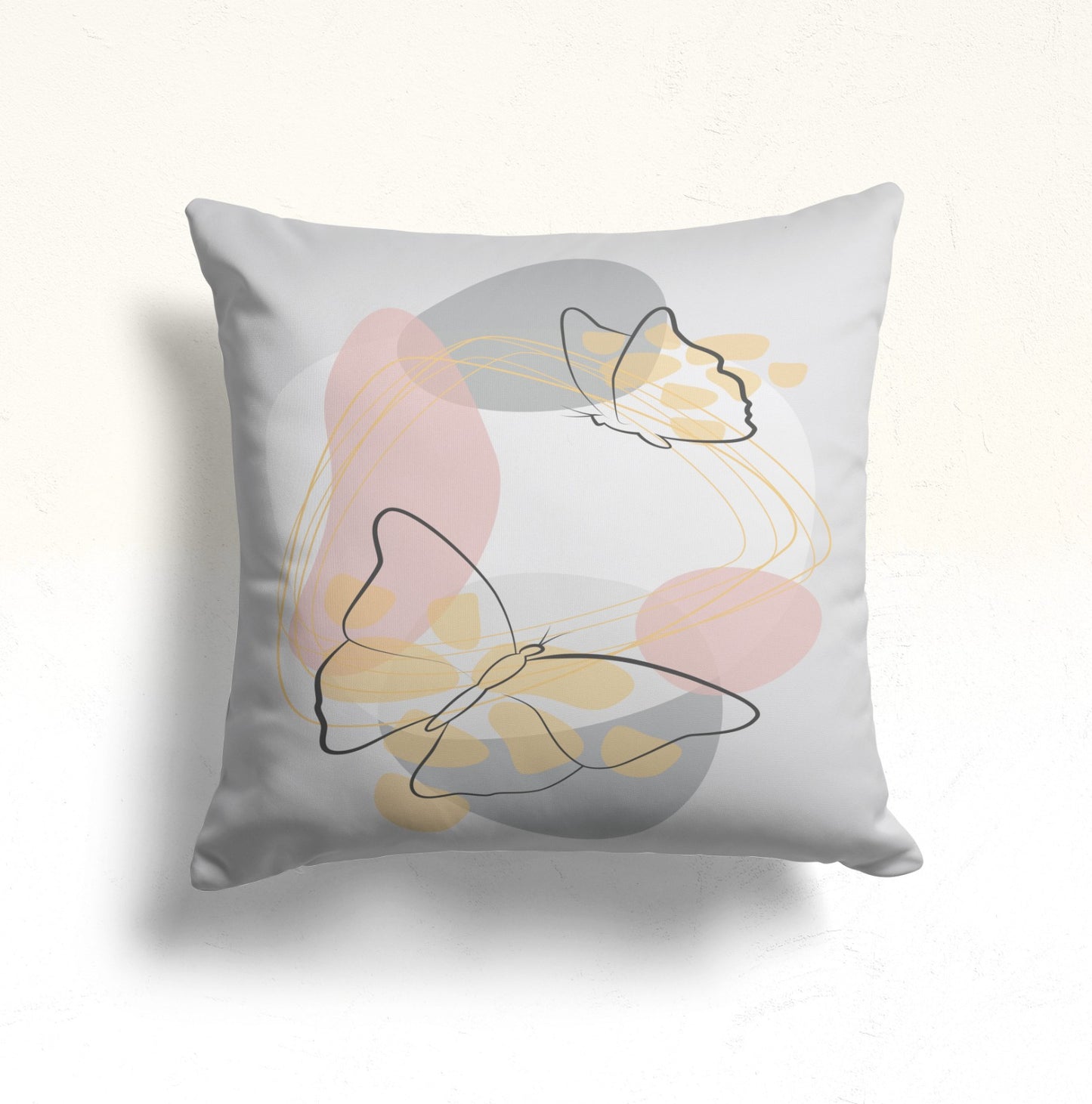 Abstract Line Art Cushion Cover, Floral Silhouette Pastel Decor